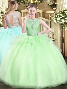 Delicate Floor Length Backless Vestidos de Quinceanera for Military Ball and Sweet 16 and Quinceanera with Lace