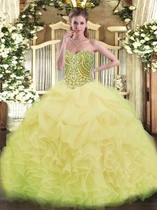 Asymmetrical Yellow Green Quinceanera Dresses Sweetheart Sleeveless Lace Up