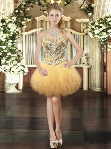  Tulle Sleeveless Mini Length Prom Evening Gown and Beading and Ruffles