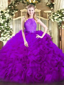 Hot Selling Scoop Sleeveless Fabric With Rolling Flowers 15 Quinceanera Dress Lace Zipper