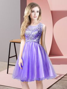 New Style Lavender Sleeveless Tulle Zipper Dress for Prom for Prom and Party