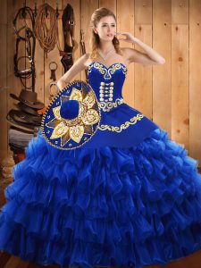 Noble Tulle Sleeveless Floor Length Quinceanera Dress and Embroidery and Ruffled Layers