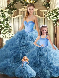 Superior Ball Gowns Quinceanera Gowns Teal Sweetheart Fabric With Rolling Flowers Sleeveless Floor Length Lace Up