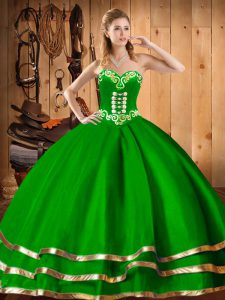  Sweetheart Sleeveless Lace Up Ball Gown Prom Dress Dark Green Organza
