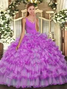 Free and Easy Sleeveless Beading and Ruffles Backless Vestidos de Quinceanera