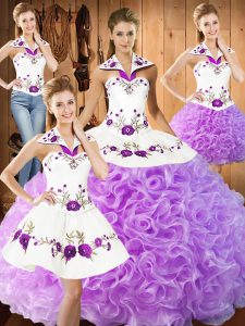  Sleeveless Embroidery Lace Up 15 Quinceanera Dress