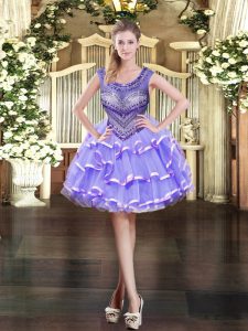  Organza Sleeveless Mini Length Homecoming Dress and Beading and Ruffled Layers