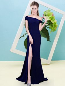  Royal Blue Sleeveless Floor Length Ruching Zipper Quinceanera Dama Dress