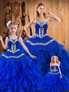 Gorgeous Sleeveless Embroidery and Ruffles Lace Up 15th Birthday Dress