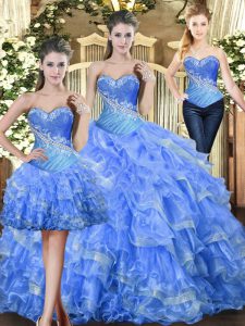  Tulle Sleeveless Floor Length Quince Ball Gowns and Beading and Ruffles