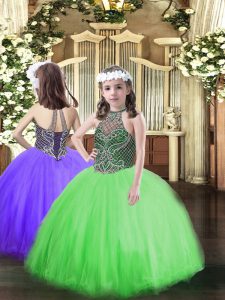 Stylish Sleeveless Beading Lace Up Little Girls Pageant Gowns