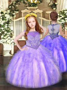Gorgeous Floor Length Ball Gowns Sleeveless Lavender Teens Party Dress Zipper