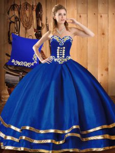 Free and Easy Sleeveless Lace Up Floor Length Embroidery Ball Gown Prom Dress