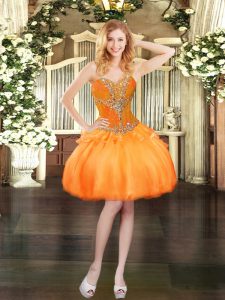  Sleeveless Lace Up Mini Length Beading Prom Dresses