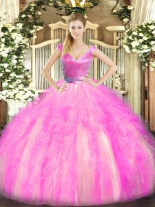 Extravagant Sleeveless Beading and Ruffles Zipper Ball Gown Prom Dress