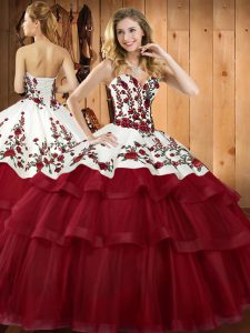 Modern Sleeveless Sweep Train Lace Up Embroidery Quinceanera Dresses