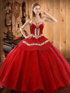  Ruffles Quinceanera Dress Red Lace Up Sleeveless Floor Length