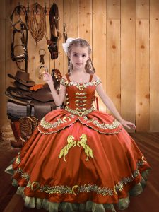  Sleeveless Beading and Embroidery Lace Up Girls Pageant Dresses