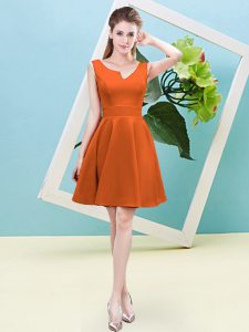  Orange Red Sleeveless Satin Zipper Dama Dress for Quinceanera for Prom and Party and Wedding Party