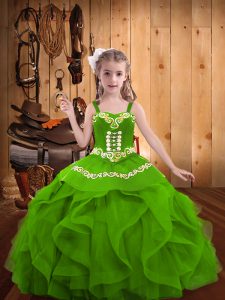  Floor Length Ball Gowns Sleeveless Green Womens Party Dresses Lace Up