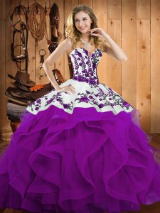  Floor Length Eggplant Purple 15th Birthday Dress Sweetheart Sleeveless Lace Up