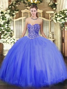 Luxury Sleeveless Lace Up Floor Length Beading Quinceanera Gown
