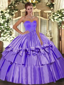 Dazzling Floor Length Ball Gowns Sleeveless Lavender Vestidos de Quinceanera Lace Up