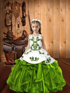Beautiful Sleeveless Embroidery and Ruffles Floor Length Child Pageant Dress