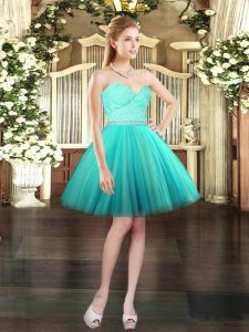 On Sale Aqua Blue Prom Dresses Prom and Party with Beading and Lace Sweetheart Sleeveless Lace Up