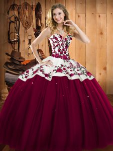 Flirting Sleeveless Lace Up Floor Length Embroidery Sweet 16 Dress