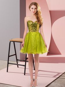 Dynamic Olive Green Prom Dress Prom and Party with Sequins Sweetheart Sleeveless Zipper
