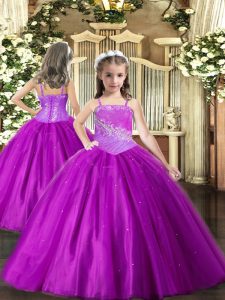  Tulle Sleeveless Floor Length Party Dresses and Beading