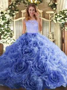 Best Organza and Fabric With Rolling Flowers Sleeveless Floor Length Quince Ball Gowns and Beading and Lace