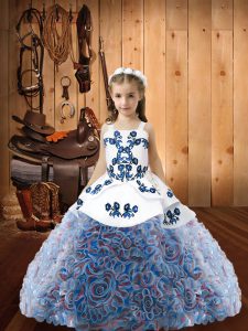 Latest Ball Gowns Little Girls Pageant Dress Wholesale Multi-color Straps Fabric With Rolling Flowers Sleeveless Floor Length Lace Up