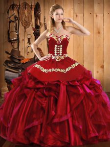On Sale Floor Length Ball Gowns Sleeveless Wine Red Quinceanera Dress Lace Up