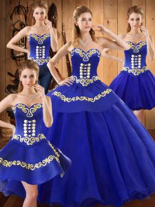 Luxury Sleeveless Lace Up Floor Length Embroidery Sweet 16 Quinceanera Dress
