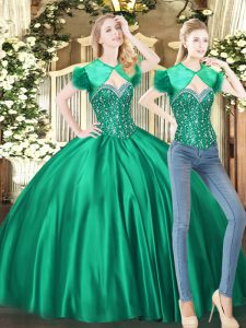 Decent Green Sleeveless Beading Floor Length Sweet 16 Dress