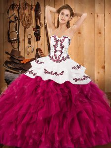 New Style Floor Length Ball Gowns Sleeveless Fuchsia Quinceanera Dress Lace Up