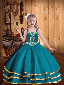 Floor Length Ball Gowns Sleeveless Teal Casual Dresses Lace Up