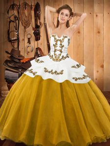 Pretty Tulle Sleeveless Floor Length Sweet 16 Quinceanera Dress and Embroidery