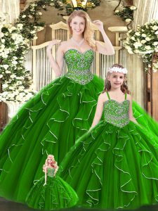 Designer Floor Length Green Quinceanera Dresses Sweetheart Sleeveless Lace Up