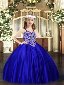 Classical Floor Length Ball Gowns Sleeveless Royal Blue Custom Made Lace Up