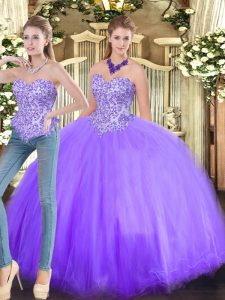 Inexpensive Lavender Sweetheart Neckline Beading Quinceanera Dresses Sleeveless Lace Up