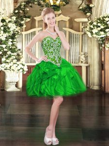  Green Sleeveless Organza Lace Up Prom Gown for Prom and Party