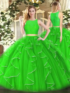  Floor Length Ball Gowns Sleeveless Green Sweet 16 Quinceanera Dress Zipper