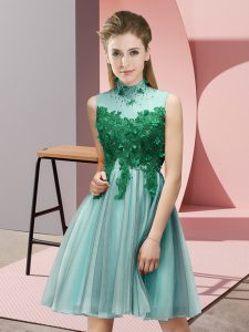  Tulle Sleeveless Knee Length Quinceanera Court Dresses and Appliques