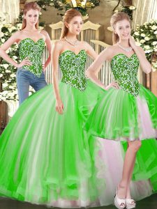 Pretty Beading Sweet 16 Dresses Lace Up Sleeveless Floor Length