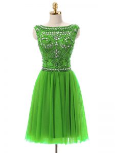 Great Tulle Sleeveless Mini Length Prom Party Dress and Beading