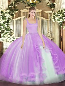 New Style Lavender Zipper Quinceanera Gown Beading Sleeveless Floor Length