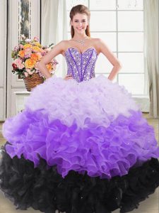 Exquisite Multi-color Sweet 16 Quinceanera Dress Sweet 16 and Quinceanera with Beading and Ruffles Sweetheart Sleeveless Lace Up